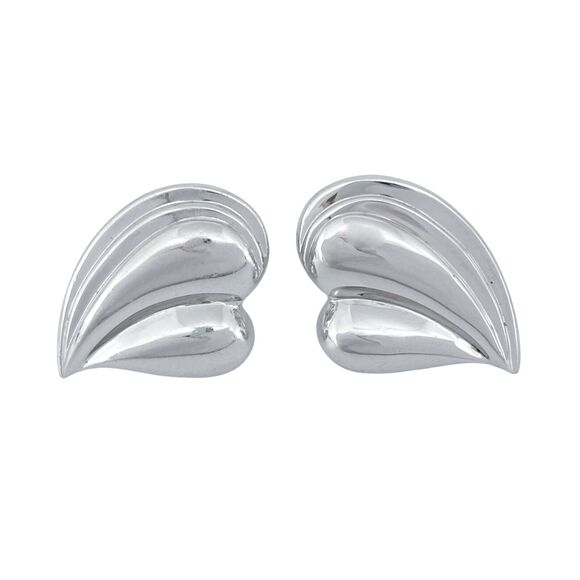 Vintage Carla Sterling Silver 925 Sculpted Scalloped Heart Earrings - Picture 2 of 7